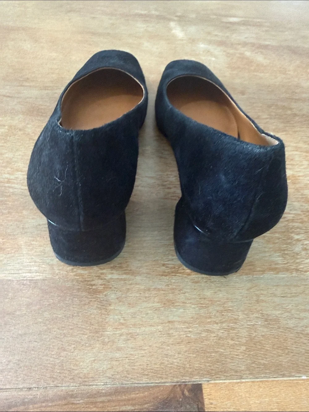 J. McLaughlin classic black suede square toe block heels